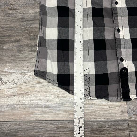 Helix Shirt Skull Wings Grunge Plaid y2k Mallgoth Cyber Biker Button Down Mens M - Picture 4 of 9